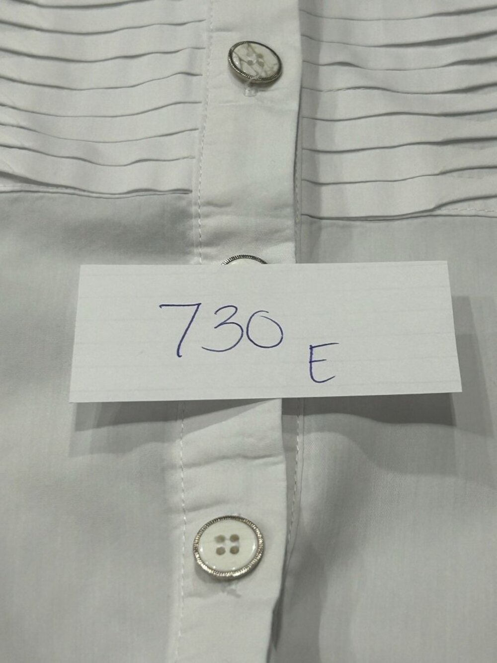Koja Medium White Long Sleeve Tuxedo Button Down Bodysuit Pintuck Retro - Picture 10 of 12